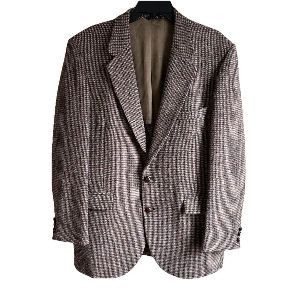 Harris Tweed Men's 44L Handwoven 100% Pure Scottish Wool Blazer Jacket Brown